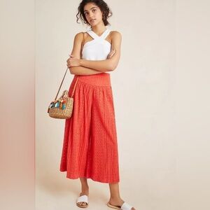 Anthropologie Vibrant Coral/Red Palazzo Pants